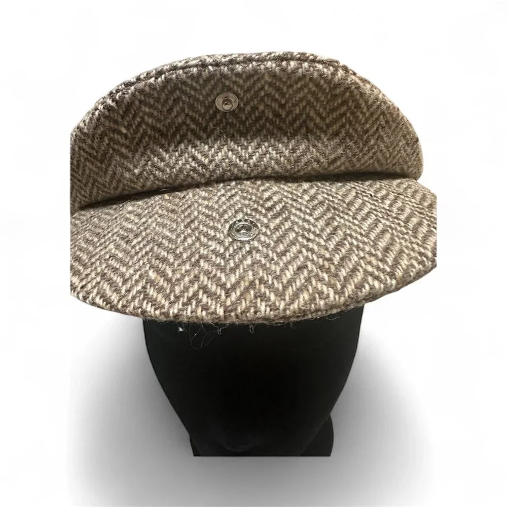 Vintage LL Bean Hanna Hats Donegal Tweed Flat Cap Ivy‎ Newsboy Ireland Brown